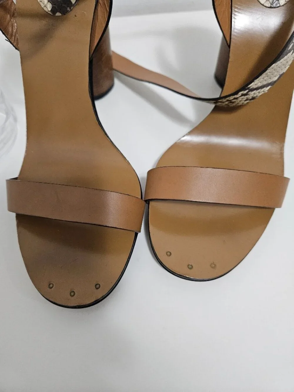 NWOT Gucci Candy Leather Python Heel Sandals Sz 41 EUR Tan Runway
